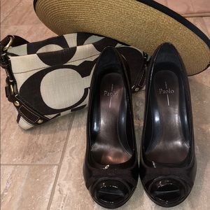 Linea Paolo Chocolate Peep Toe Classic Pump